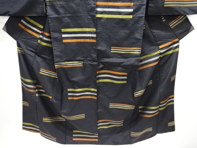  アンティーク　横段織り出し手織り節紬着物